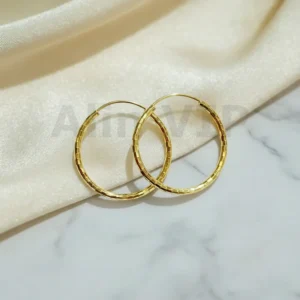 Anting Hoop Wanita Motif Kotak Bali Gold Lapis Emas 2.5cm - Alin VIP ATW077