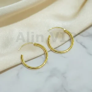Anting Wanita 2Cm Bulat Gold Anti Karat - Kado Spesial