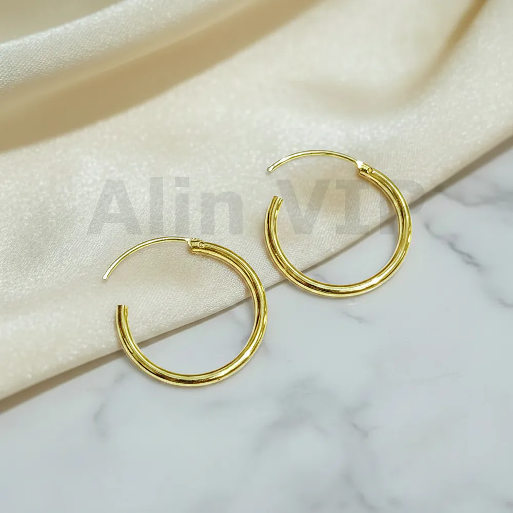 anting hoop bulat polos daily korea tone gold alin vip atw080