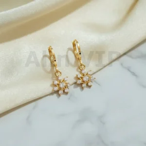 Anting Juntai Wanita Motif Bintang Permata Zircon Gold Lapis Emas - Alin VIP ATW001