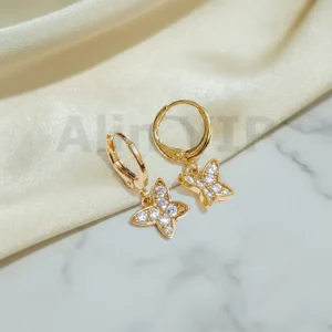 Anting Wanita Juntai Permata Gold Anti Karat - Gaya Kekinian
