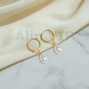 Anting Wanita Juntai Simpel Gold Anti Karat - Cantik Pesta