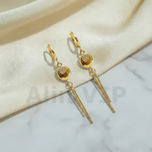 Anting Wanita Oval Permata Gold Anti Karat - Minimalis Kerja