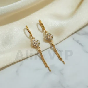 Anting Wanita Bulat Permata Gold Anti Karat - Elegan Harian