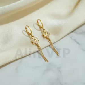 Anting Wanita Permata Zircon Gold Anti Karat - Minimalis Kerja