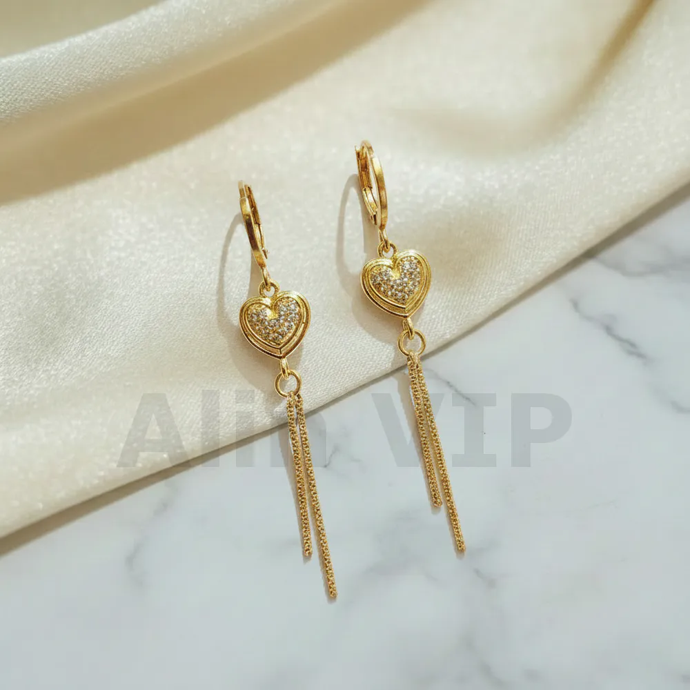 anting hoop juntai rumbai hati permata zircon love korea alin vip atw117