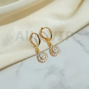 Anting Wanita Juntai Love Gold Anti Karat - Cantik Pesta