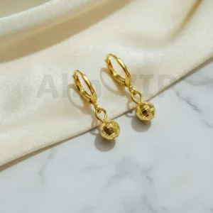 Anting Wanita Juntai Bulat Gold Anti Karat - Gaya Kekinian