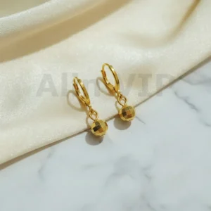 Anting Wanita Juntai Bulat Gold Anti Karat - Cantik Pesta