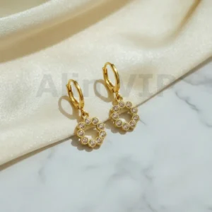 Anting Wanita Juntai Permata Gold Anti Karat - Kado Spesial