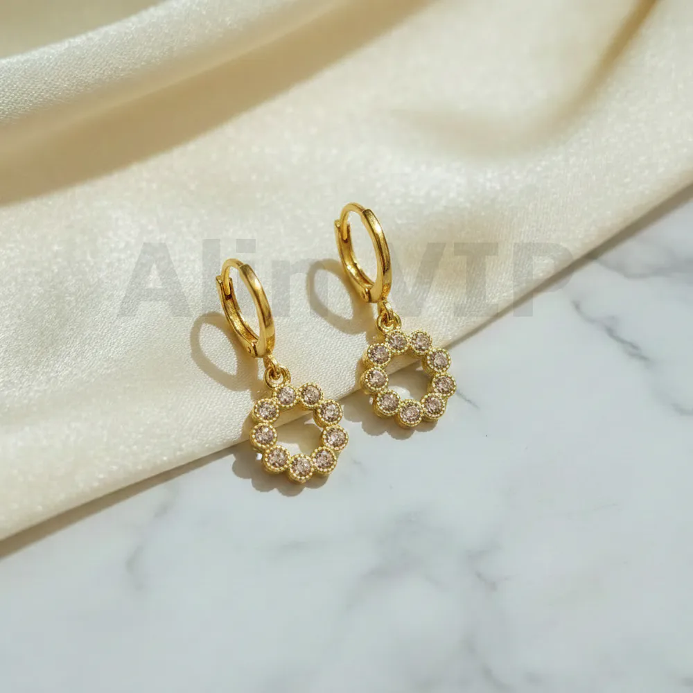 Anting Wanita | anting-juntai-bulat-hollow-permata-korea-alin-vip-atw012 | Alin VIP