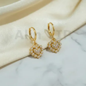 Anting Wanita Juntai Permata Gold Anti Karat - Minimalis Kerja