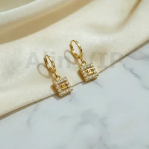 Anting Wanita Juntai Permata Gold Anti Karat - Minimalis Kerja