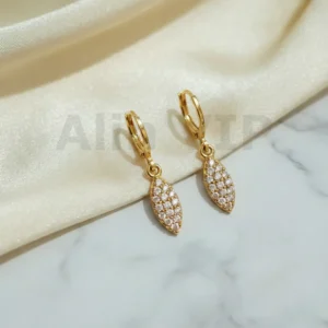 Anting Wanita Juntai Permata Silver Anti Karat - Minimalis Kerja