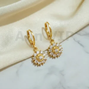 Anting Wanita Klip Permata Gold Anti Karat - Minimalis Kerja