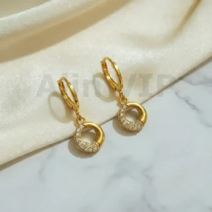 Anting Wanita Juntai Permata Gold Anti Karat - Minimalis Kerja
