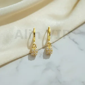 Anting Wanita Juntai Permata Gold Anti Karat - Minimalis Kerja