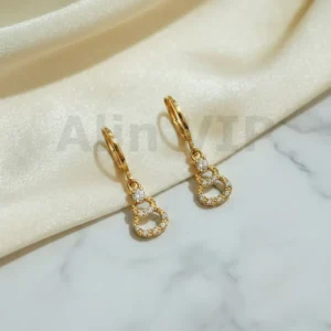 Anting Wanita Juntai Permata Gold Anti Karat - Elegan Harian