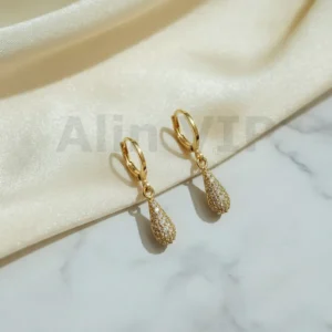 Anting Wanita Klip Permata Gold Anti Karat - Kado Spesial