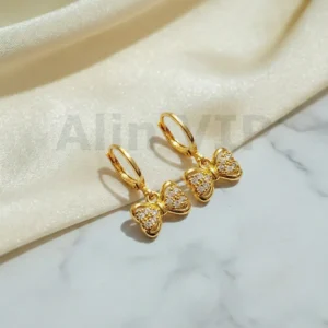 Anting Wanita Juntai Bulat Gold Anti Karat - Gaya Kekinian