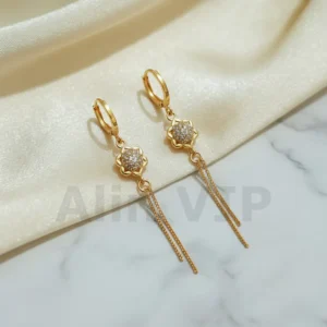 Anting Wanita Juntai Permata Gold Anti Karat - Minimalis Kerja