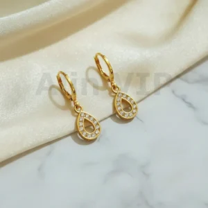 Anting Wanita Juntai Batu Zircon Gold - Kasual Harian Alin VIP ATW019