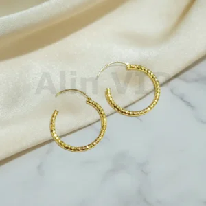 Anting Hoop Wanita Motif Potongan Wajik Korea Gold Lapis Emas 2cm - Alin VIP ATW078