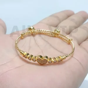 gelang anak bangle adjustable lapisan logam gold hati blink blink alin vip gla030