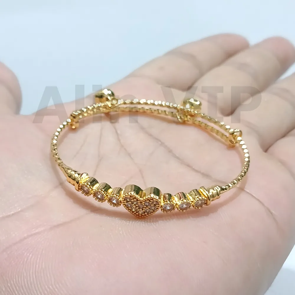 gelang anak bangle adjustable lapisan logam gold hati blink blink alin vip gla030