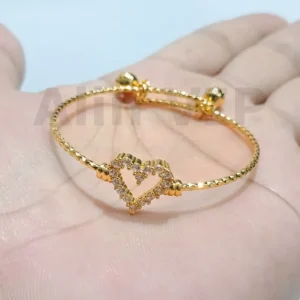 gelang anak bangle hati outline zirconia lapis emas simpel ringan alin vip gla038