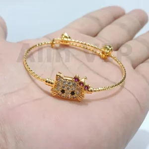 gelang anak bangle kepala kucing pita merah zirconia lapis emas lucu cantik alin vip gla033