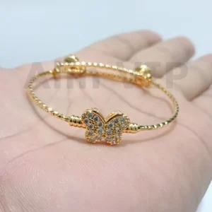 gelang anak bangle kupu kupu zirconia lapis emas anggun feminin alin vip gla042