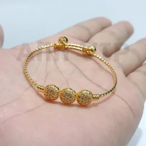 gelang anak bangle tiga bola zirconia lapis emas klasik simple mewah alin vip gla036