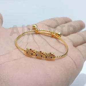 gelang anak bangle tiga kepala kucing zirconia lapis emas meriah eksklusif alin vip gla034