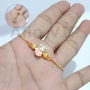 gelang anak gold plated model serut karakter kucing simple praktis alin vip gla019