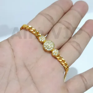 gelang anak rantai charm bulat zirconia gold plated mewah alin vip gla003