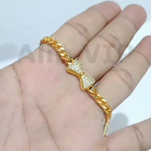 gelang anak rantai charm pita zirconia lapis emas manis alin vip gla008