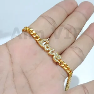 gelang anak rantai charm tulisan love zirconia lapis emas kekinian alin vip gla007