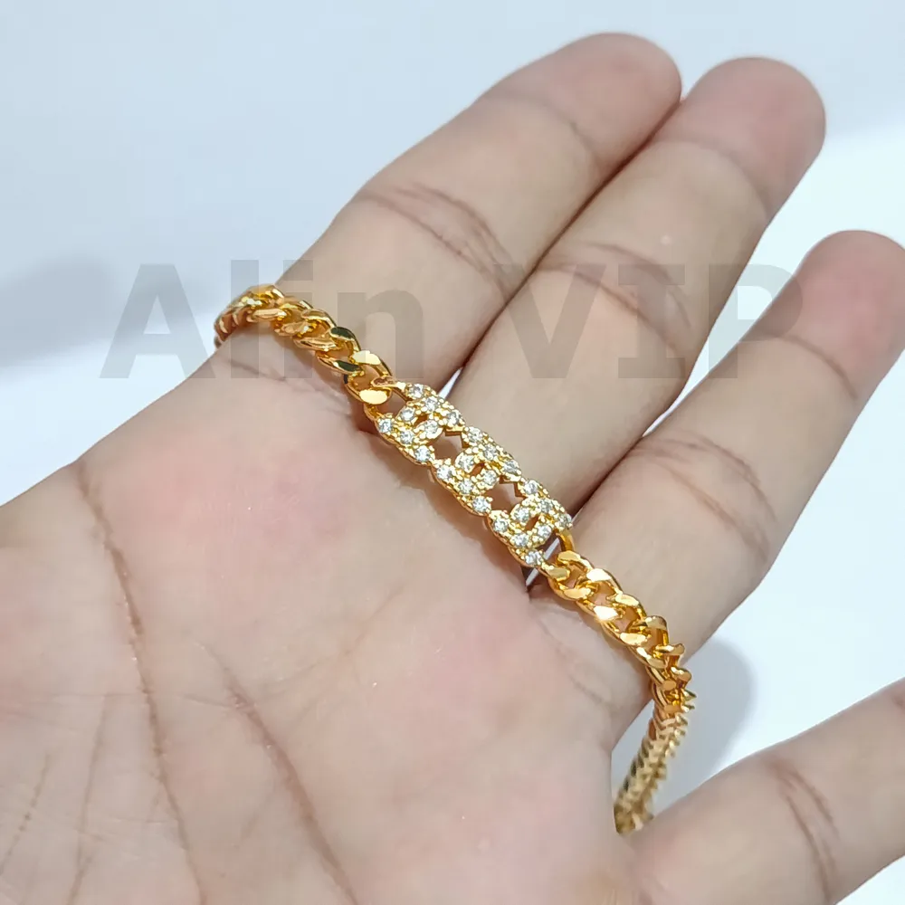 gelang anak rantai mata zirconia lapis emas mewah blink alin vip gla002