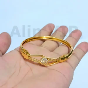 gelang bangle aksen bulat elegan gold titanium aksesoris mewah klasik undangan awet alin vip glb008