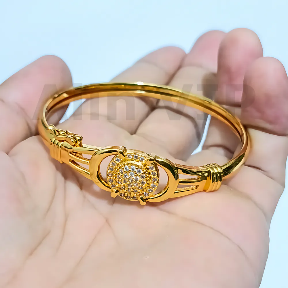 gelang bangle aksen bulat gold plated titanium aksesoris mewah elegan pesta formal tahan lama alin vip glb043