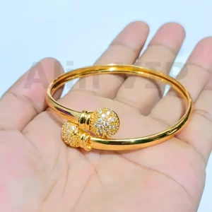 gelang bangle buka bola tabur zirconia titanium lapis gold fashion anti luntur alin vip glb007