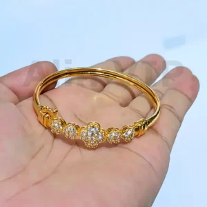 gelang bangle cluster zirconia gold titanium aksesoris mewah elegan acara spesial undangan awet alin vip glb044