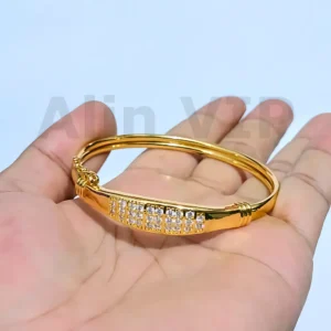 gelang bangle list mata gold titanium aksesoris elegan klasik acara formal undangan awet alin vip glb026