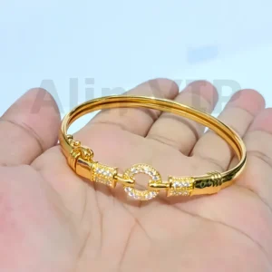 gelang bangle motif ring permata gold titanium aksesoris elegan modern daily outfit halus alin vip glb017