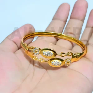 gelang bangle oval ganda fashion gold titanium aksesoris kasual elegan anti karat alin vip glb040