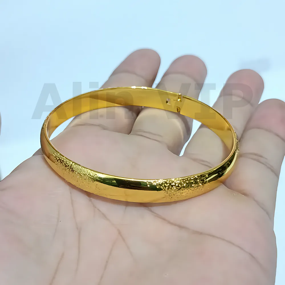gelang bangle pasir lebar 8mm warna gold titanium doff glossy kokoh tidak kusam alin vip glb035
