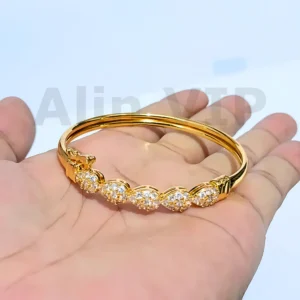 gelang bangle tetes air full zirconia titanium lapis gold mewah hadiah wedding alin vip glb045