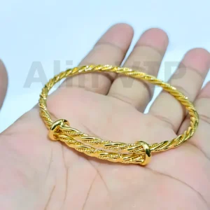 gelang bangle ulir tambang lapis gold titanium kokoh tahan lama simpel alin vip glb032