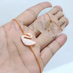 gelang serut aesthetic lapisan logam gold angsa zircon berkilau alin vip gls033